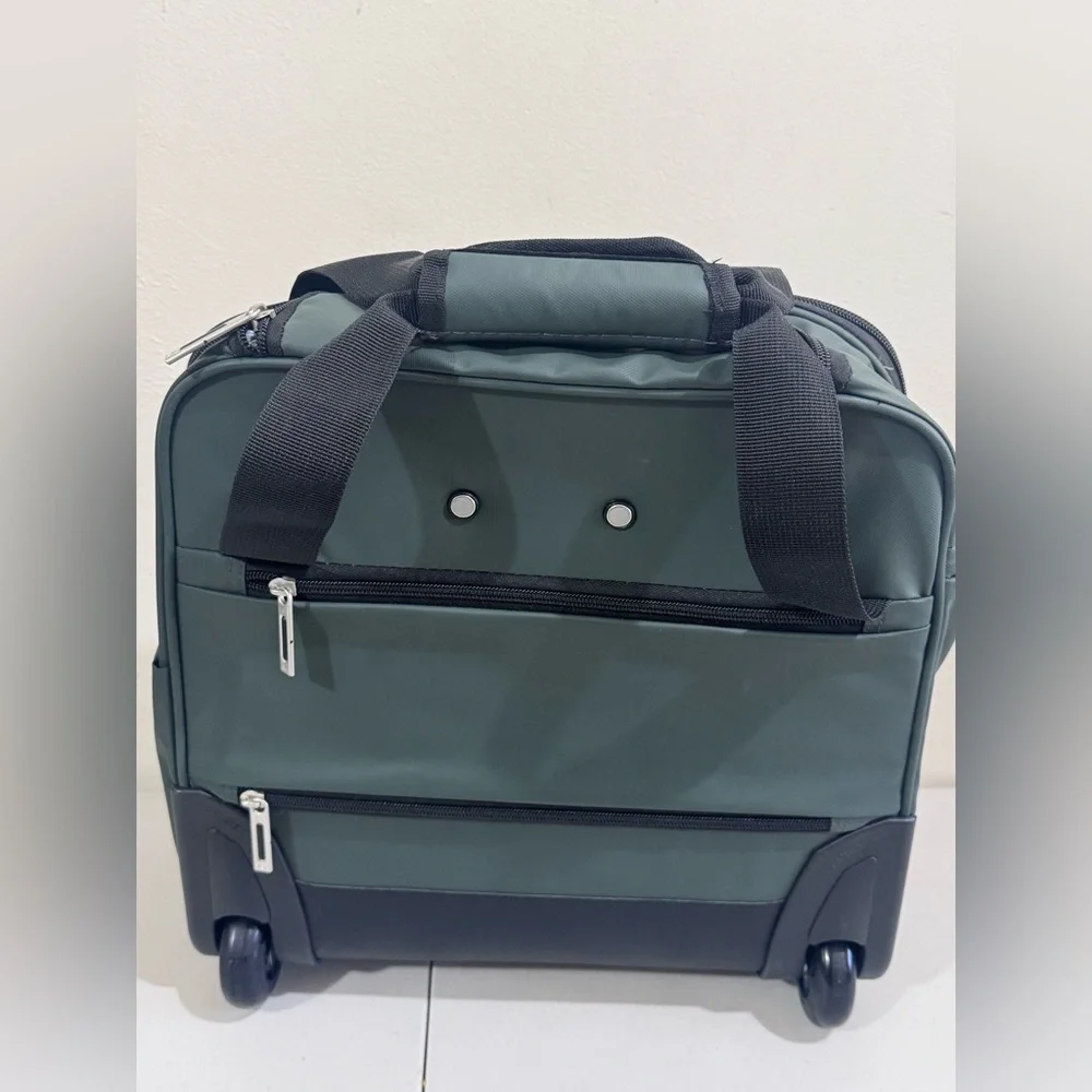 Delsey paris Rolling Carry-On Briefcase in Dark Green with Telescopic Handle